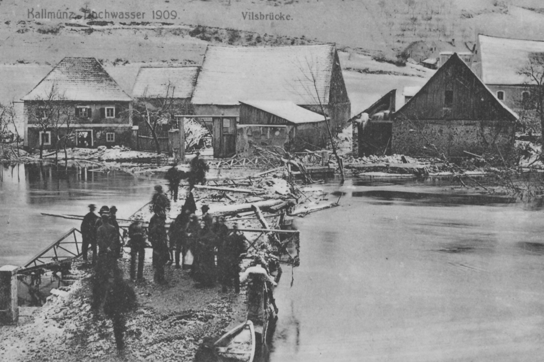 Vilsbrücker Kallmünz, zerstört beim Hochwasser 1909