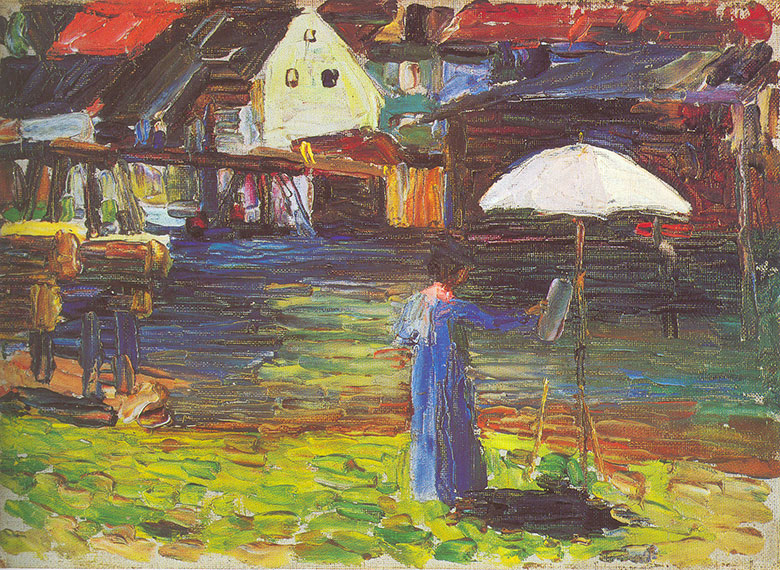 Wassily Kandinsky - Gabriele Münter malt an der Vils