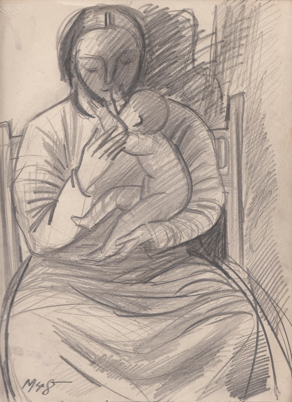 Miller, Mutter mit Kind, Zeichnung